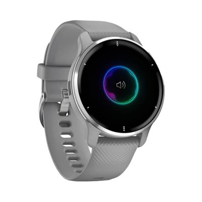 Часы Garmin Venu 2 Plus серые с серебристым безелем и силиконовым ремешком